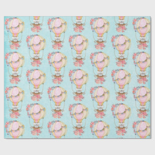 Papel De Presente Balão de Ar Quente Cinto com Aquarela de Urso