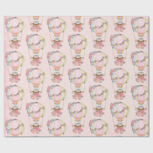 Papel De Presente Balão de ar quente e branco com quebra-cabeça de