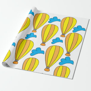 Papel De Presente Balão de Ar Quente Nuvens Balão de Ar Quente