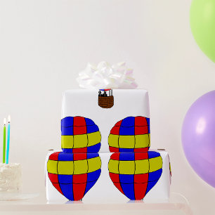 Papel De Presente Balão de Ar Quente Vermelho Azul e Amarelo