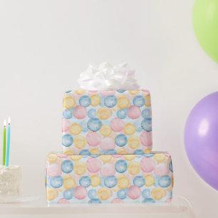 Papel De Presente Balão De Borracha Rosa Azul Amarelo Aniversário
