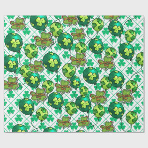 Papel De Presente Balão Lucky Shamrock Design do Dia de São Patrício
