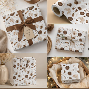 Papel De Presente Balão Marrom Terroso e Bento Cake de Aniversário 