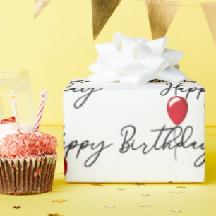 Papel De Presente Balão Vermelho no Feliz Aniversário 