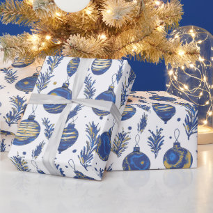 Papel De Presente Balas de Natal Festivas na moda Azul Padrão