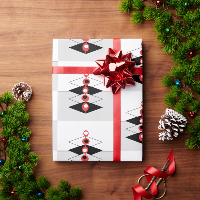 Papel De Presente Balas e planetas de arte atômica retrô (Presente de Natal)