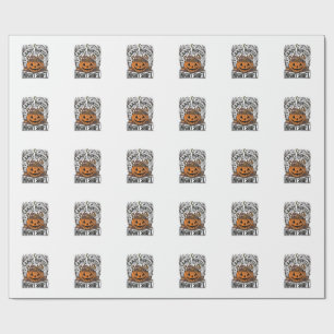 Papel De Presente Balde de Doces de Abóbora Gravura de Halloween Vin