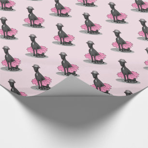 Papel De Presente Balé Ballerina Princesa Greyhound Dog (preto)