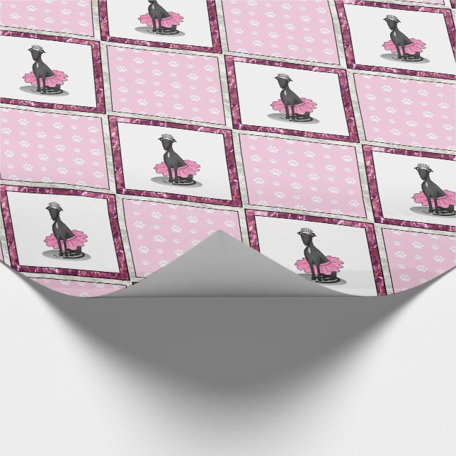 Papel De Presente Balé Ballerina Princess Greyhound Dog (preto) (Ponta)