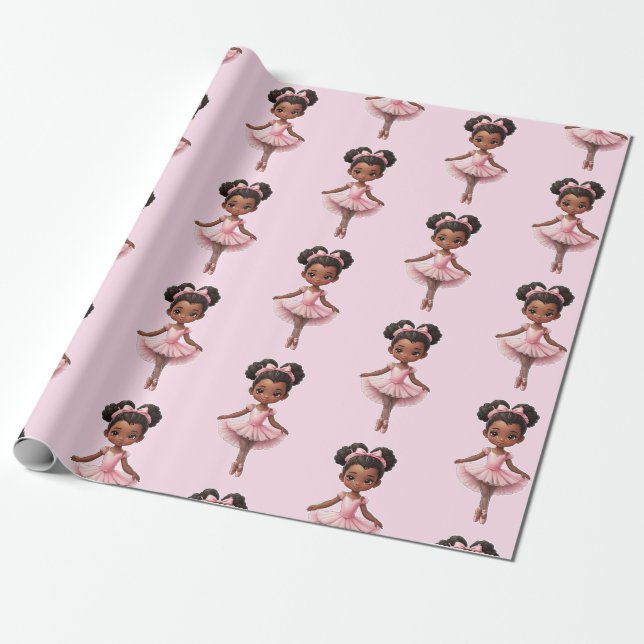 Papel De Presente Balé Ballerina Rosa Negra (Desenrolado)