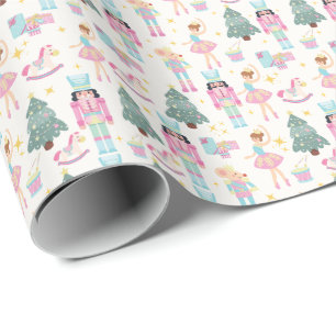 Papel De Presente Balé de Noz-Craqueador de Natal Cor-de-Rosa