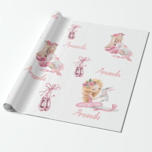 Papel De Presente Balé Infantil Personalizado Ballerina Unicorn Bunn