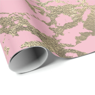 Papel De Presente Balé rosa-claro Foxier Dourado Marble Glam brilhan