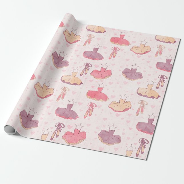 Papel De Presente Balé Tutu vestidos e calçados apontadores (Desenrolado)