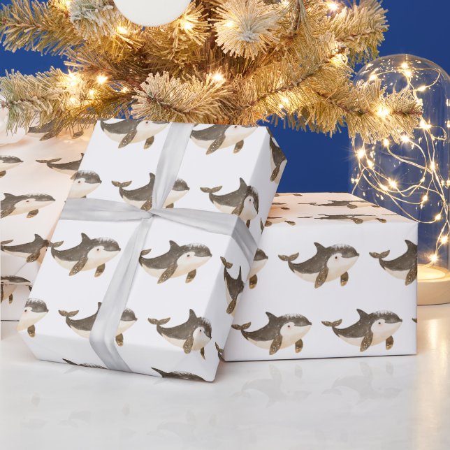Papel De Presente Baleia Ártica de Inverno Fofa (Feriados)