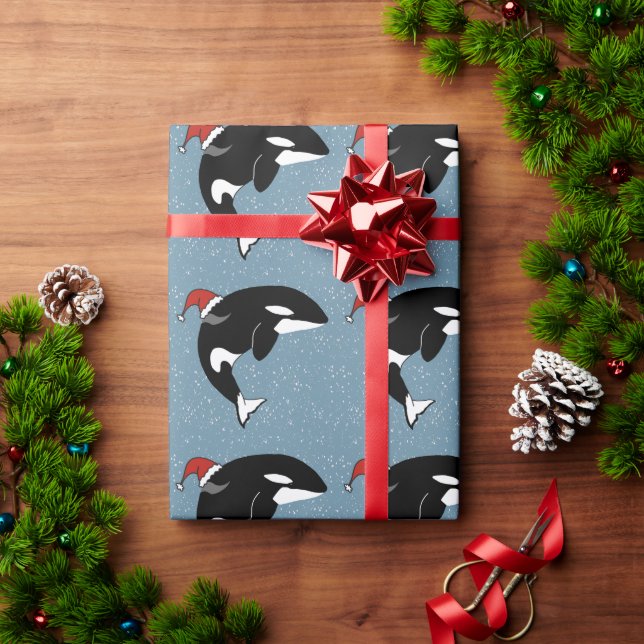 Papel De Presente Baleia Assassina de Orca de Natal  (Presente de Natal)