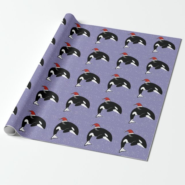 Papel De Presente Baleia Assassina de Orca de Natal  (Desenrolado)