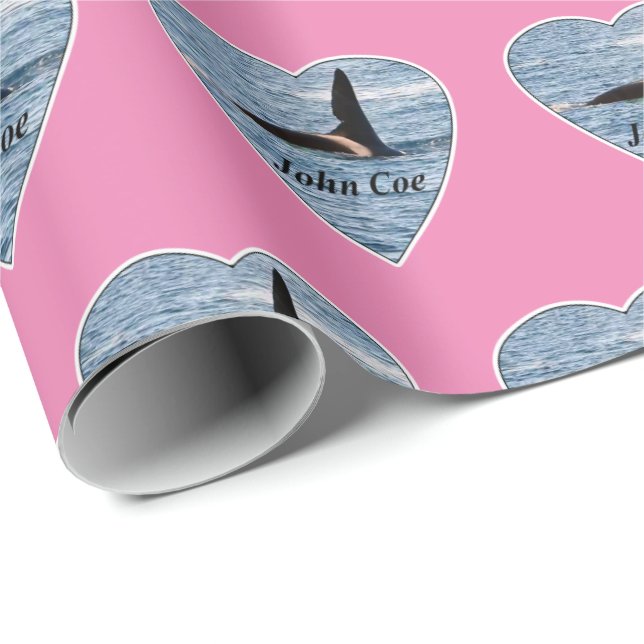 Papel De Presente Baleia Assassina Orca John Coe Rosa Personalizável (Ponta do rolo)