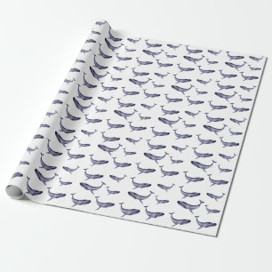 Papel De Presente Baleia azul-aquarela
