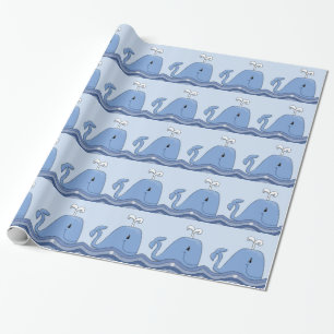 Papel De Presente Baleia Azul-Marinho