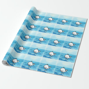 Papel De Presente Baleia-Bebê Adorável - Arte da Criatura do Mar de
