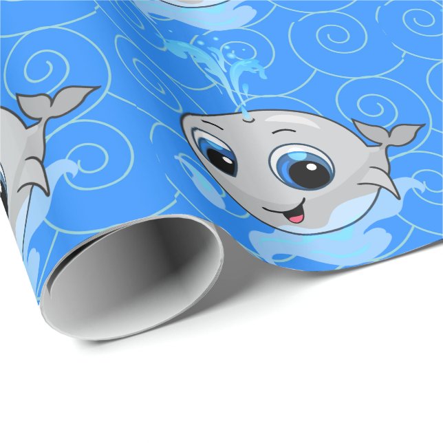 Papel De Presente Baleia-bebê engraçada sorridente (Ponta do rolo)