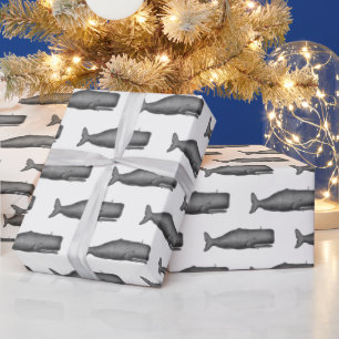 Papel De Presente Baleia do século XIX Desenho de Vintage N