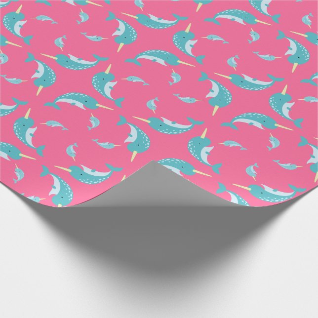 Papel De Presente Baleia-Rosa-Chá de fraldas-Narbaleia (Ponta)