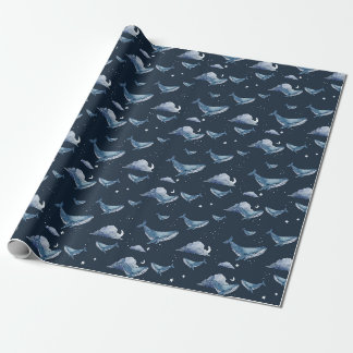 Papel De Presente Baleias Aquarela