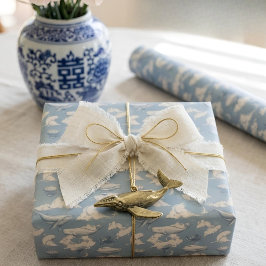 Papel De Presente Baleias nas Nuvens I | Toile Azul Vintage