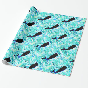 Papel De Presente baleias negras azuis Thunder_Cove