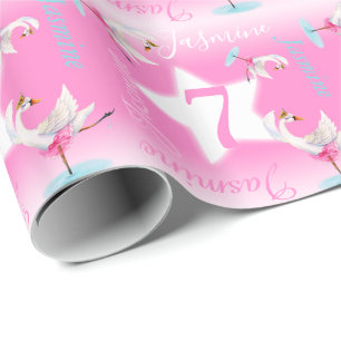 Papel De Presente Balerina-d-água, balé de 7 de  rosa-d-água, Swan