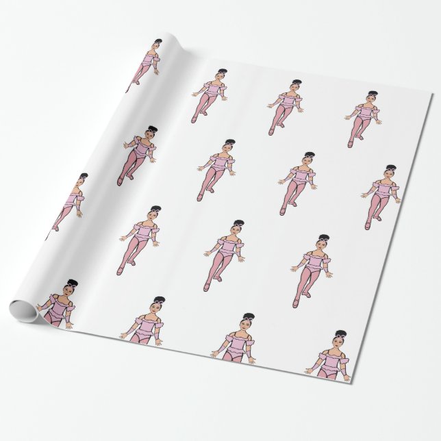 Papel De Presente Ballerina 30"x6 pés, Papel de enrolamento brilhant (Desenrolado)