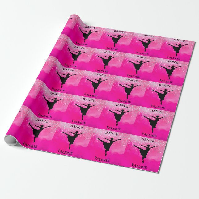 Papel De Presente Ballerina Dance Pink Ombre Sparkle (Desenrolado)