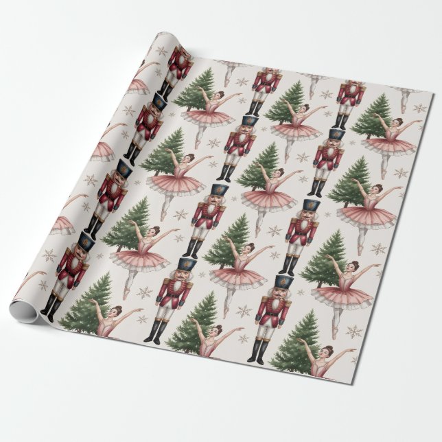 Papel De Presente Ballerina do Quebra-Nozes dançarina de ballet árvo (Desenrolado)