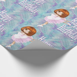 Papel De Presente Ballerina Girl Balé Dancing 2 Happy Birday