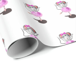 Papel De Presente Ballerina Mouse Wraptor Paper Feliz Dançador de Ba