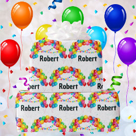 Papel De Presente Balloon Arch Birthday Celebration Add Name