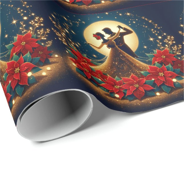 Papel De Presente Ballroom Dancers Moonlight Christmas (Ponta do rolo)