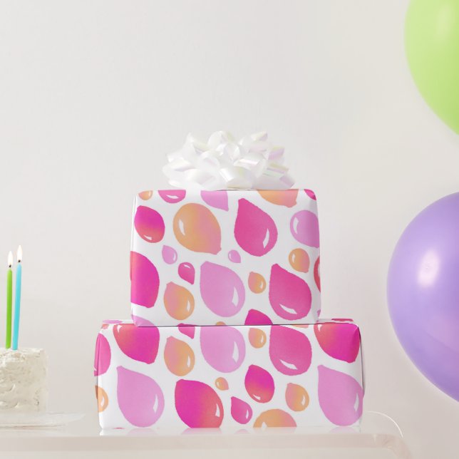 Papel De Presente Baloão Rosa Fofo Padrão Feminino  (Presentes para festas)