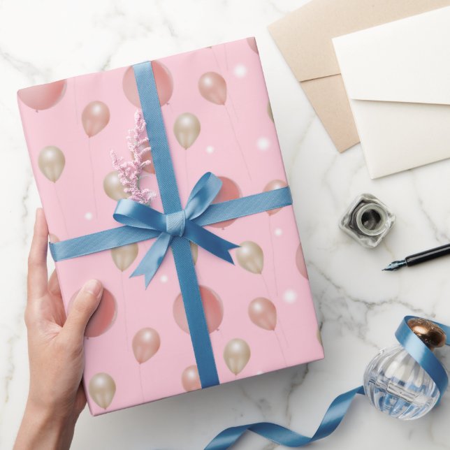 Papel De Presente Balões 3D Luxuosos com Luzes Espumantes (Presentear)