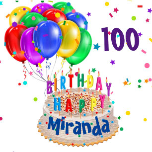 Papel De Presente Balões Coloridos Adicione NOME 100 AGE Aniversár