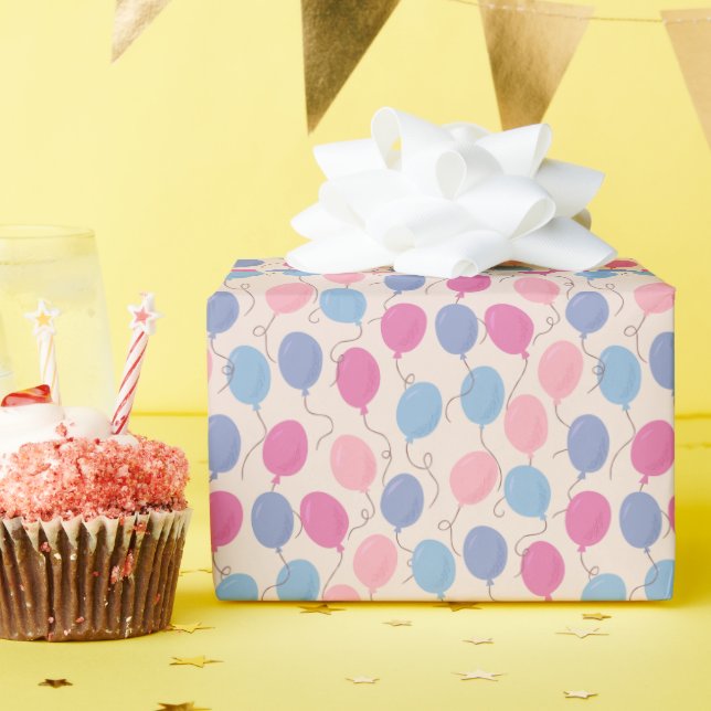 Papel De Presente Balões Coloridos de Pastel (Festa de aniversário)