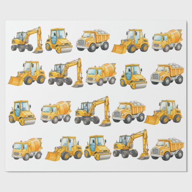 Papel De Presente Balões de Aniversário de Construção | Zona de Aniv (Aberto)
