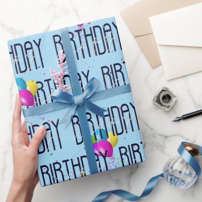 Papel De Presente Balões de Aniversário e Confetti (Presentear)