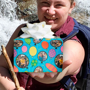 Papel De Presente Balões de Aniversário Foto Personalizada Presente