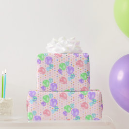 Papel De Presente Balões De Aniversário Nas Bolinhas