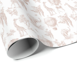 Papel De Presente Balões de ar quente Toile Safari gênero neutro