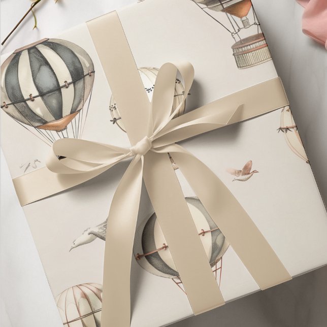 Papel De Presente Balões de ar quente Vintage (Criador carregado)