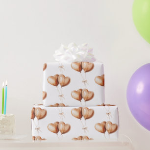 Papel De Presente Balões de Coração de Caramelo de Aniversário